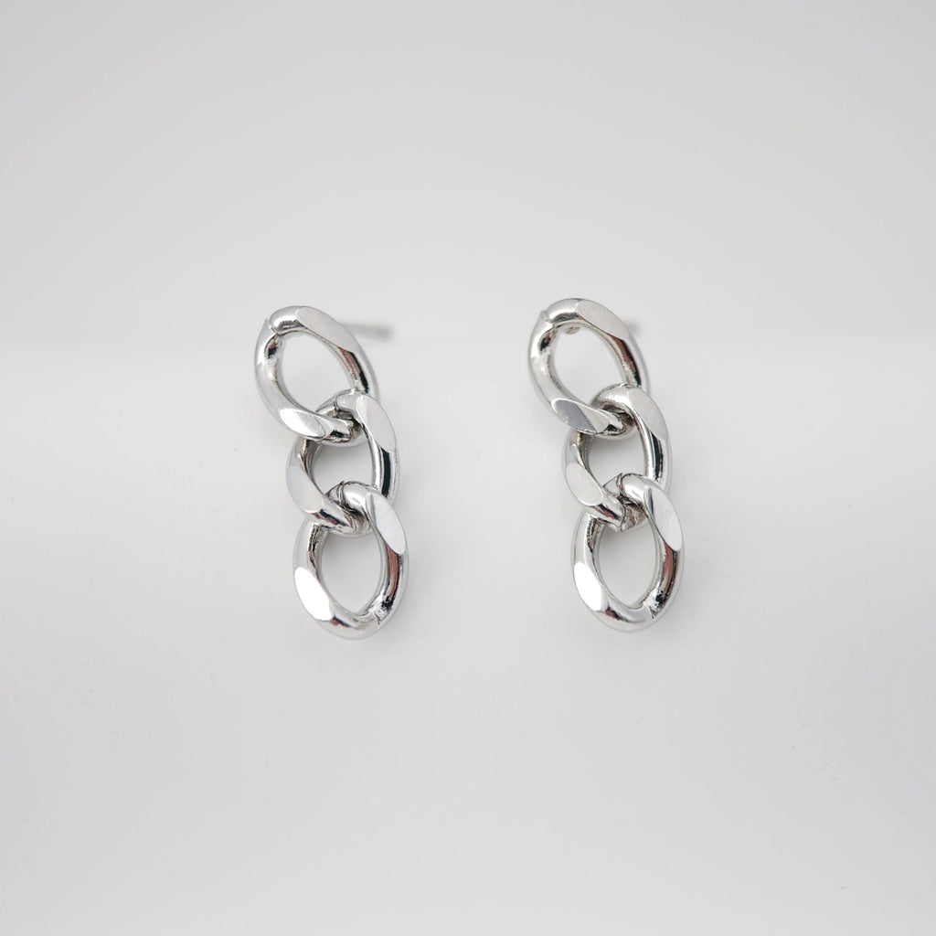 Gold Link Chain Earring Post, Chain Stud Earring Nickel Free, 18K Gold/Silver, Hypoallergenic Earring Findings ZX188