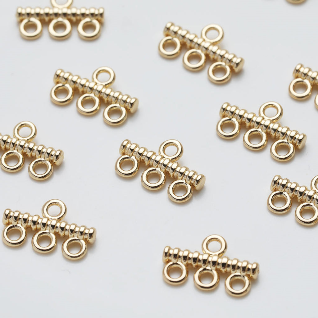 Multi Strand Connector, Loop Pendant, Multi Strand Ends, 14K Gold Plated, Necklace Jewelry Findings JG015