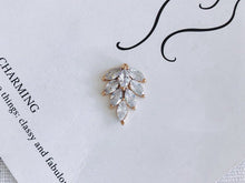 Load image into Gallery viewer, 2pcs Big Size CZ Pave Leaf Charm, Cubic Zircon Leaf Pendant, CZ Earring Charms,  Gold Plated  Earring Charms, Jewelry Findings HL041-f268