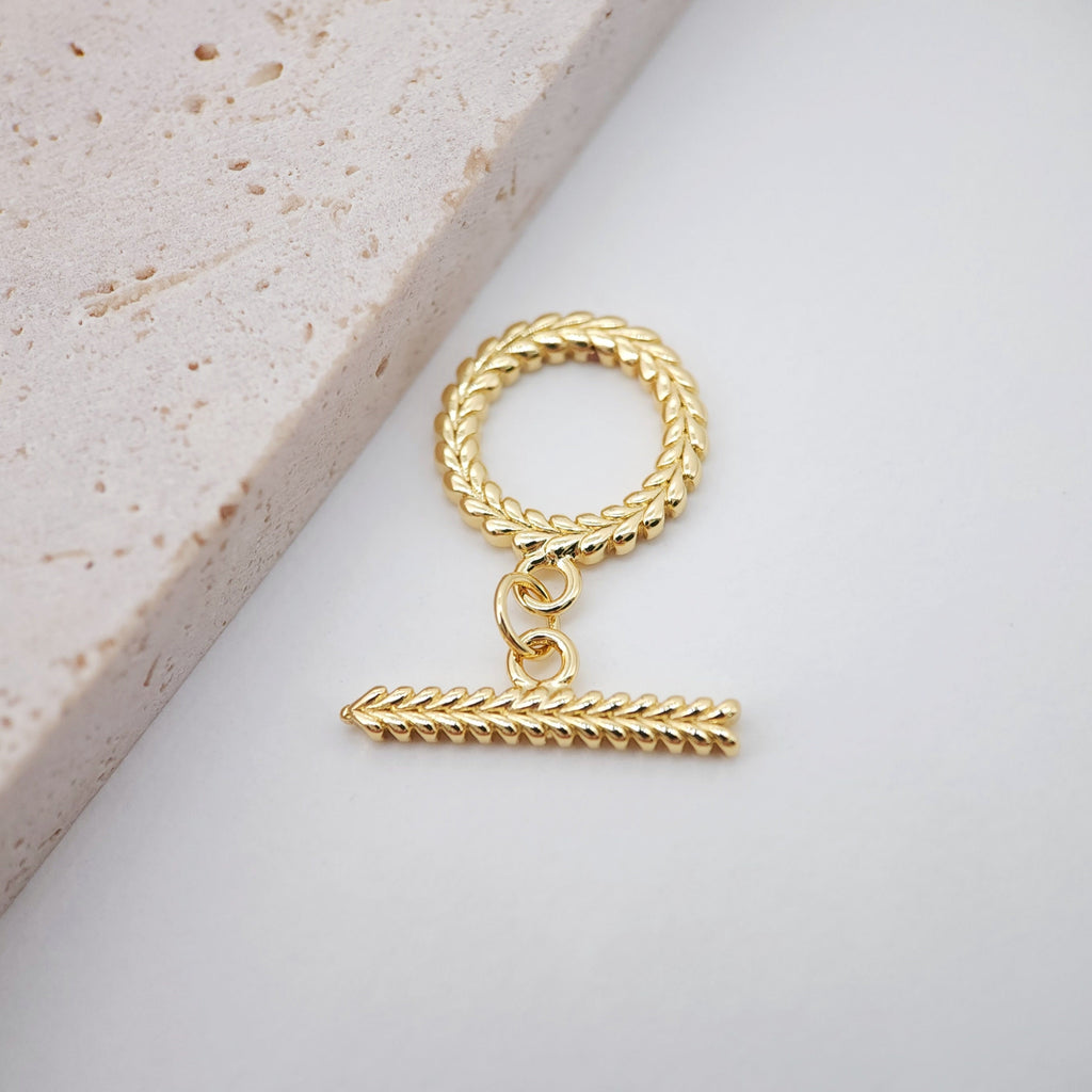 OT Toggle Clasps, 18K Gold Plated Leaf  Bracelet Necklace Making OT Clasps, Connectors Clasps, Jewelry Findings S815