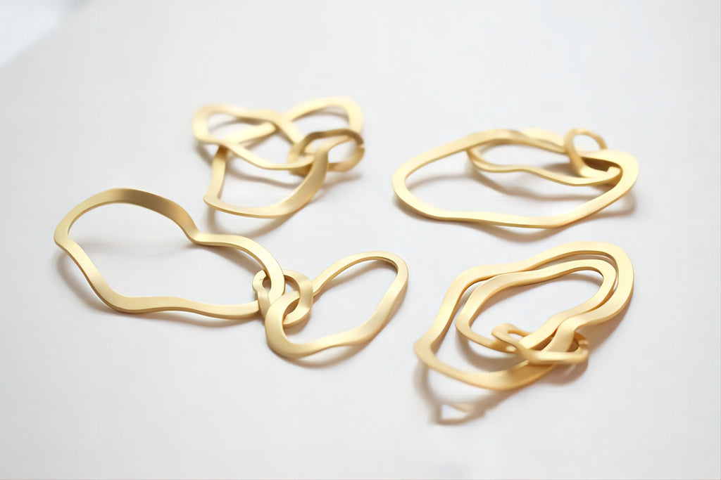 Irregular Drop Triple Ring Pendant, 14K Shiny Gold/Silver Plated Drop Openwork Pendant 5x24mm for Jewelry Making Supply JH018