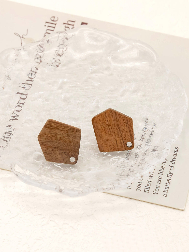 4PCS Wood Earrings, Rhombus Wooden Earrings for women, Reclaimed Walnut Wood, Nickel Free, Boho Wood Earring Finding JT928