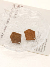 Load image into Gallery viewer, 4PCS Wood Earrings, Rhombus Wooden Earrings for women, Reclaimed Walnut Wood, Nickel Free, Boho Wood Earring Finding JT928