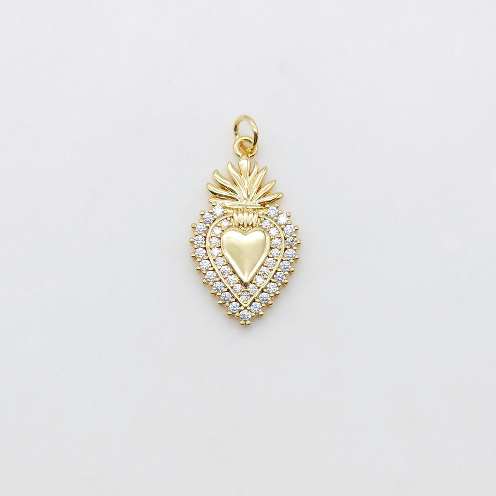 Cubic Heart Charms, 18K Gold Plated CZ Pave Love Charms, Bracelet Necklace Making Pendants, Jewelry Findings S20555