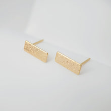 Load image into Gallery viewer, Frosted Rectangular Earrings Post, 18K Gold, Free Earrings, Ear Stud with Loop, Jewelry Earring Findings ZX190