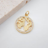 2pcs World Charm, Cubic World Map Pendant, 18K Gold Plated Earth Pendant, 17mm, Necklace Making Charms, Jewelry Findings S933