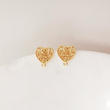 Pendientes vintage calados con pasador y aro, de plata S925, sin níquel, con forma de corazón, hipoalergénicos, ZX023