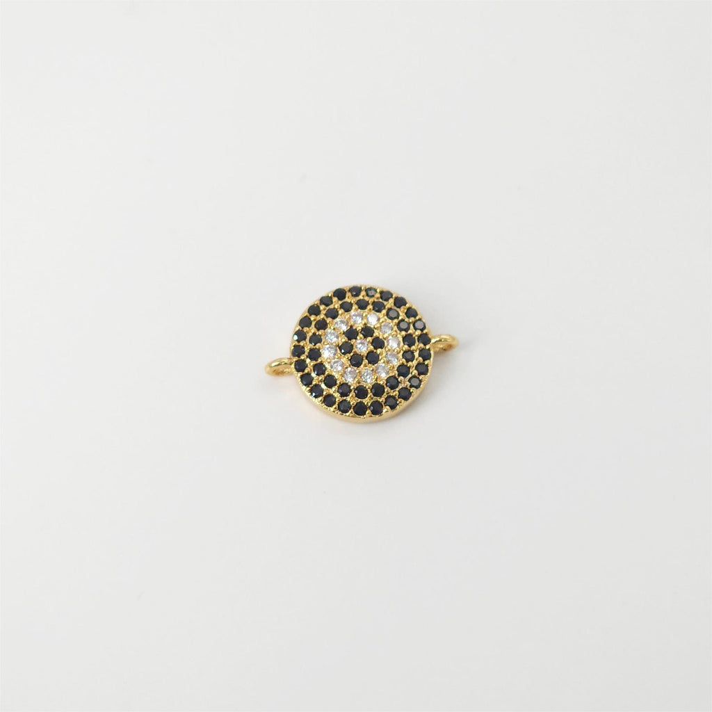 Round Pave CZ Connector, Square Connector, 18K Gold Plated Bracelet Making, Cubic Zirconia Pave Charms, Jewelry Findings S20836