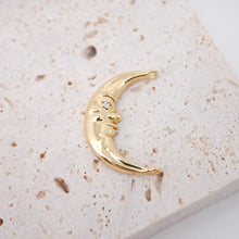Load image into Gallery viewer, Moon Charm, Crescent Double Loop Connector Pendant, 18K Gold Plated Face Charm, 24x17mm, Necklace Making Charm, Jewelry Findings S106