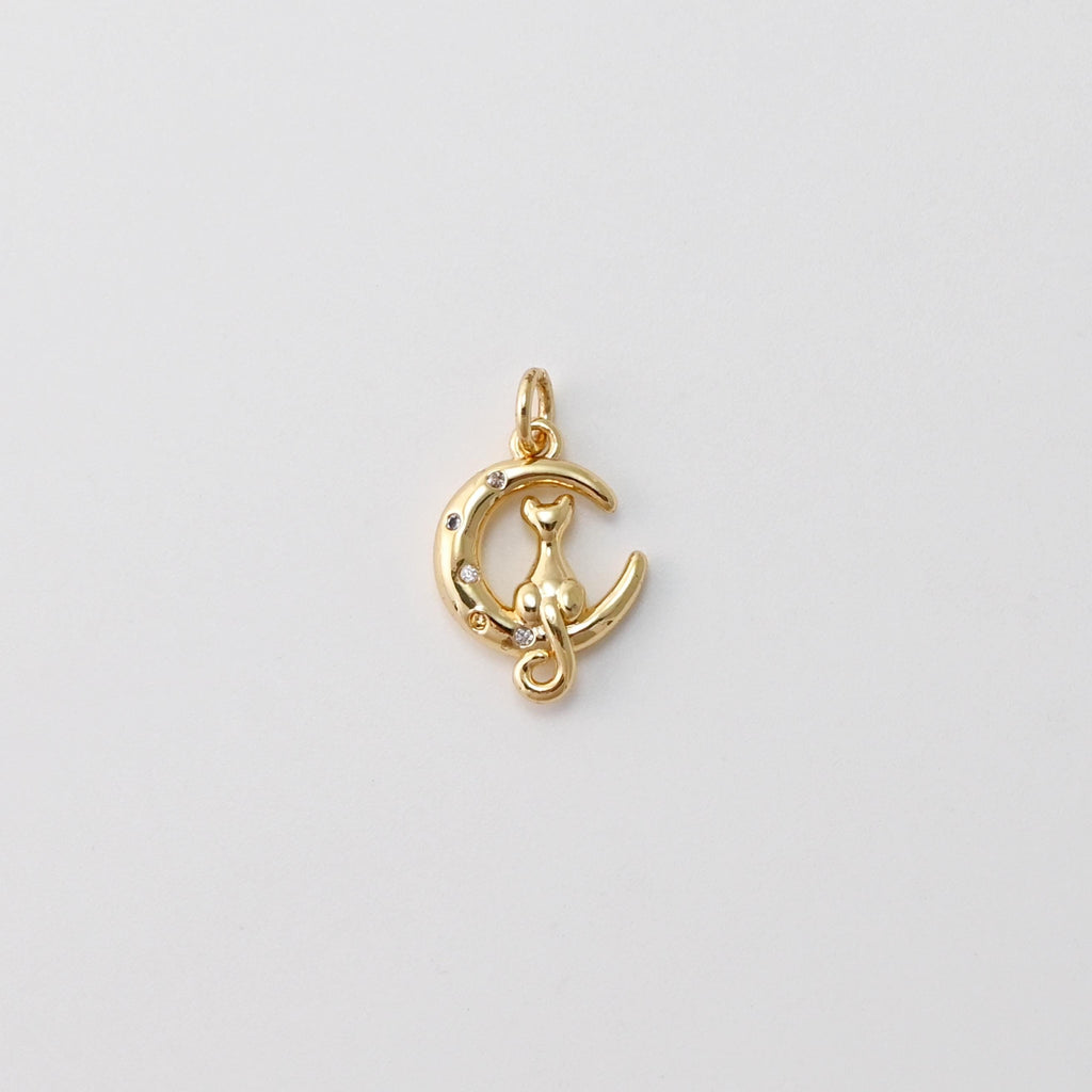 Dijes de ciervo, pez y gato con luna, con circonitas cúbicas pavé, chapados en oro de 18 quilates, para hacer pulseras y pendientes, accesorios de joyería S1442