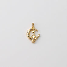 Cargar imagen en el visor de la galería, Dijes de ciervo, pez y gato con luna, con circonitas cúbicas pavé, chapados en oro de 18 quilates, para hacer pulseras y pendientes, accesorios de joyería S1442