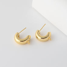 Load image into Gallery viewer, C Shape Earrings Post With Loop, 18K Gold Plated, Nickel Free, S925 Silver Pin, Ear Stud Hypoallergenic Earring Findings D0366