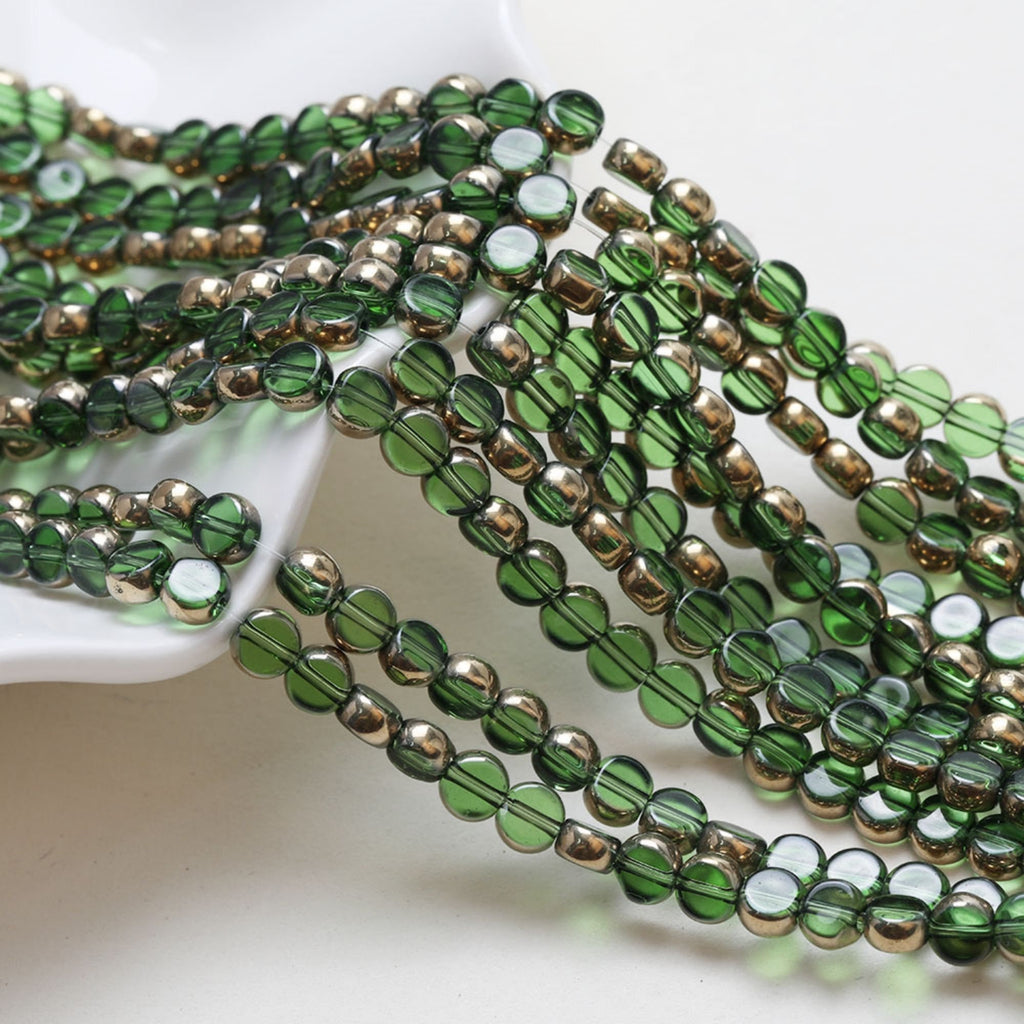 Gold Rimmed Round Glass Beads, 6*3mm, Crystal Glass Loose Beads for Jewelry Making, DIY Beads Finding GZ550