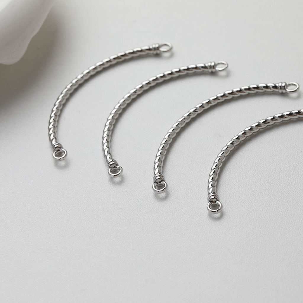 Twist Curved Connector with loops, 14K Gold/Silver Plated Bracelet Making Findings, Bracelet Jewelry Findings GE107