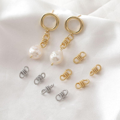 Twist Connector with loops, Knotted Springs Connector, 14K Gold/Silver Plated Bracelet Making Findings, Bracelet Jewelry Findings GT095