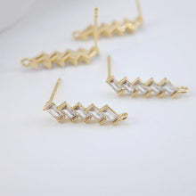 تحميل الصورة إلى عارض المعرض، أقراط مستطيلة من الزركونيا المكعبة، عمود مطلي بالذهب مع حلقة، نتائج أقراط اصنعها بنفسك، لوازم أقراط يدوية الصنع D0024