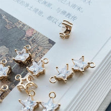 Load image into Gallery viewer, 20pcs CZ Pave Tiny Star Charm, Crystal Pendant, Earring Connectors, Real Gold Plated Brass Earring Charms, Jewelry Findings JY036-F048