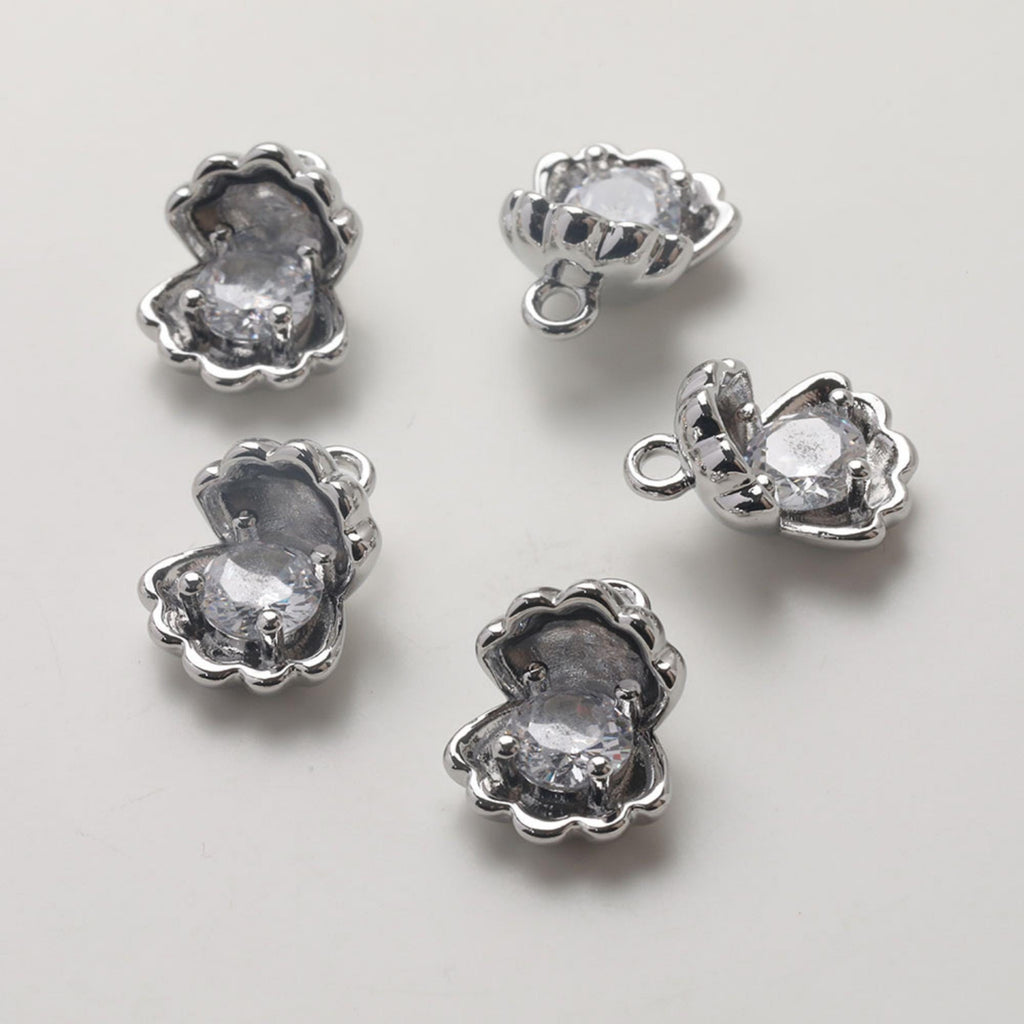 SeaShell Charms, 14K Gold Plated CZ Pave, Beach Charm, Necklace Making Charms, Jewelry Findings GZ767