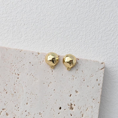 Stone Ear Post With Loop, S925 Silver Ear Pin Nickel Free Earrings, 18K Gold/Silver Ear Stud, Hypoallergenic Earring Findings D0426