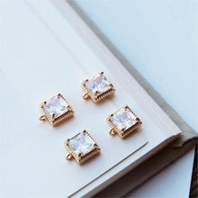 Load image into Gallery viewer, 10pcs CZ Pave Small Square Charm, Cubic Zircon Crystal Pendant, Bracelet Necklace Pendant, 14K Real Gold Plated, Jewelry Findings JY061-F138