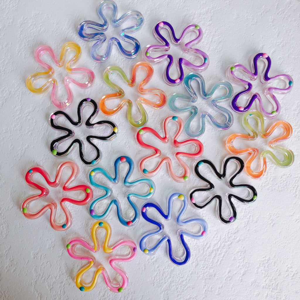 2pcs Acrylic Flower Pendant, Flower Charm, 38.8mm, Acrylic Drop Charm for Jewelry Making, DIY Beads Finding MY121