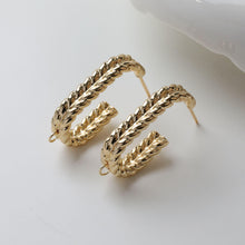 Load image into Gallery viewer, C Shape Earrings Post With Loop, 14K Gold/Silver Plated, S925 Silver Ear Pin Nickel Free Earrings, Wheat Earrings, Earring Findings GZ717