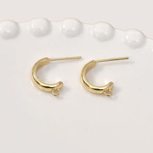 Load image into Gallery viewer, C Shape Earrings Post With Loop, 14K Gold, S925 Silver Ear Pin Nickel Free Earrings, Ear Stud, Hypoallergenic Earring Findings YL006-D0153