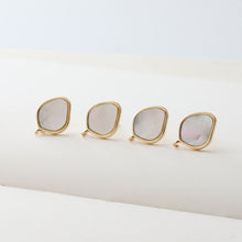 تحميل الصورة إلى عارض المعرض، قرط صدفي غير منتظم، مطلي بالذهب عيار 14 قيراطًا، دبوس فضة S925 خالٍ من النيكل، نتائج قرط مضادة للحساسية JJ022
