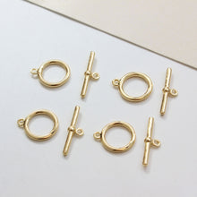 Load image into Gallery viewer, OT Toggle Clasps, One Set, 14K Gold Plated OT Buckle, 14k Gold/Silver, Necklace Closure, Connectors Clasps GZ217