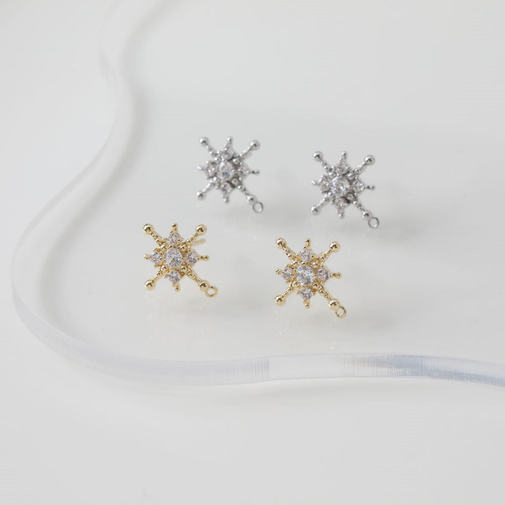 Pendiente de plata S925 con forma de estrella polar cúbica y aro, sin níquel, con forma de cruz de oro y plata, hipoalergénico, ZZ046