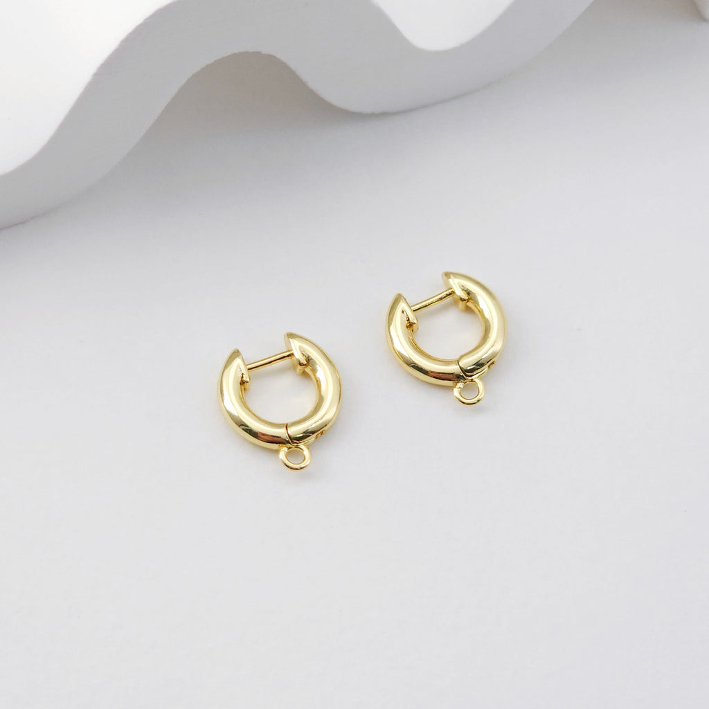 Huggie Hoops Earring Hoop, 18K Gold Plated Leverback Ear Hoops, Gold Earring Making Findings for Jewelry Making D0206