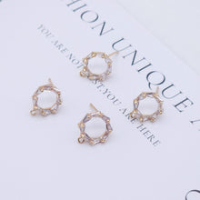 Load image into Gallery viewer, 4PCS Circle Ear Post with Loops, S925 Silver Ear Pin Nickel Free, Micro CZ Pave, 10mm, 18K Gold Plated Circle Stud Earring Finding ZX038