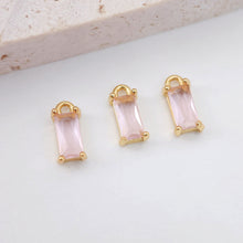 Load image into Gallery viewer, Crystal Tiny Rectangular Charms, Rainbow Color Crystal, 18K Gold Plated Rectangular Pendant, Jewelry Findings S20525