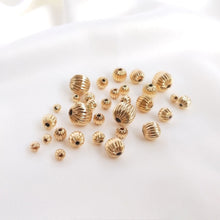 Load image into Gallery viewer, 50pcs-Corrugated Beads, Spacer Beads, 14K Gold Plated, 3mm,4mm,5mm,6mm,8mm, Bracelet Making Beads, Jewelry Finding TH002-ZX7021