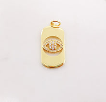 Load image into Gallery viewer, Enamel Evil Eye Charm, Coin Pendant, Heart Charm, 18K Gold Plated CZ Pave Eye Pendant, Necklace Making Charm, Jewelry Findings S385