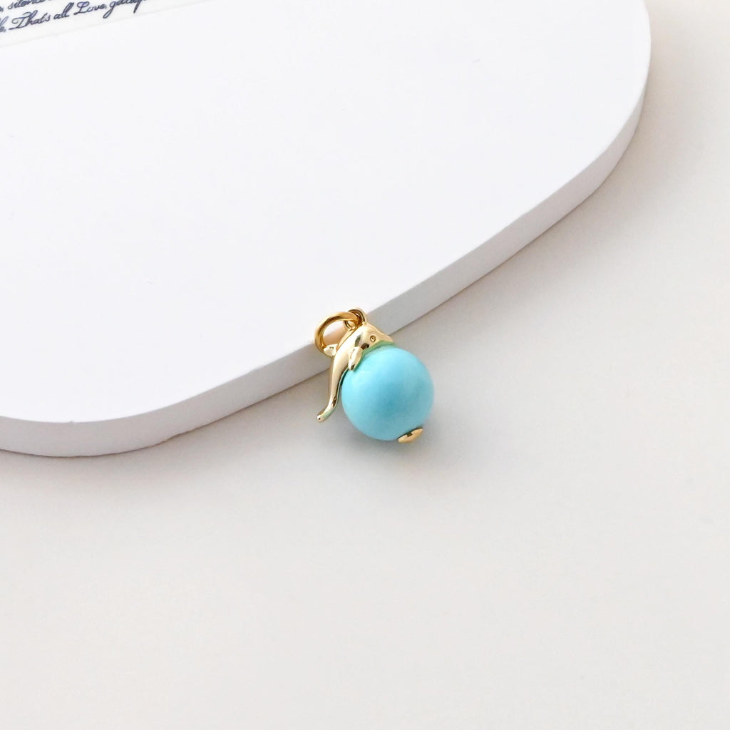 Turquoise Spherical Pendant, CZ Pave Round pendant, Globe Charm, 18K Gold Plated, For Bracelet And Necklace Making, Jewelry Findings S1394