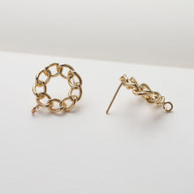 Load image into Gallery viewer, Round Chain Post With Loop, 14k Gold/Silver Chain Round Stud Earring Nickel Free, S925 Ear Pin Hypoallergenic Earring Findings GE113