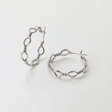 Load image into Gallery viewer, Twisted Hoop Earrings, 14K Gold/Silver Plated Brass, 30mm, Nickel Free Earrings, Shiny Gold Hoop Ear Stud GZ727