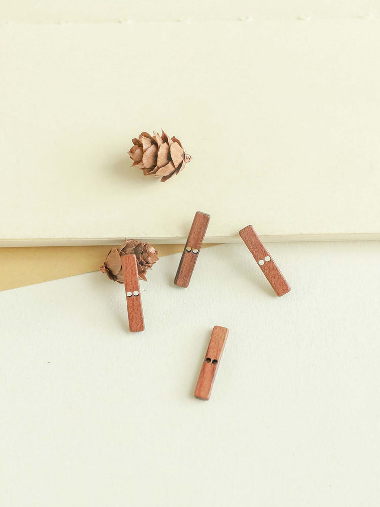 10PCS Long Rectangular Wooden Bar, 2 holes, Geometric Wooden Pendant, Necklace Making Findings JT033