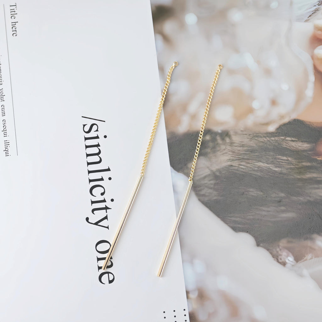 10pcs Gold Chain Tassel Pendant with Long Bar, 18K Gold Plated Earring Chain Pendant, Earring Findings ZX355