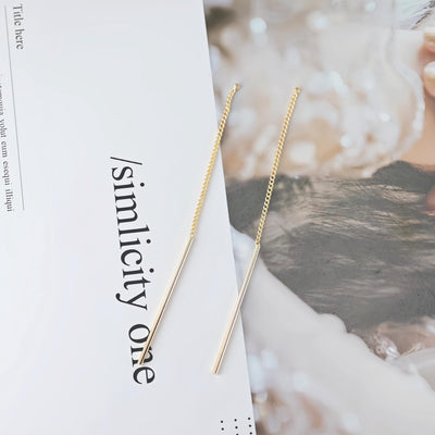 10pcs Gold Chain Tassel Pendant with Long Bar, 18K Gold Plated Earring Chain Pendant, Earring Findings ZX355