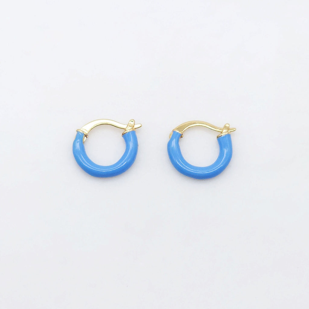 Multicolor Enamel Ear Hoops, 15mm, 9 colours you choose, 18K Gold Plated Leverback Earrings, Huggie Hoops Earring S20521