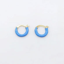 Load image into Gallery viewer, Multicolor Enamel Ear Hoops, 15mm, 9 colours you choose, 18K Gold Plated Leverback Earrings, Huggie Hoops Earring S20521