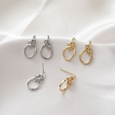 Gold Knot Earring Post, S925 Silver Ear Pin, Nickel Free Earrings, 18K Ear Stud Loop, Tie The Knot Earring Findings BB097-D0387