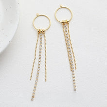 Load image into Gallery viewer, Gold Beads Chain Tassel Pendant, CZ Pave Chain Charm, Cubic Zirconia, 18K Gold Plated Earring Chain Pendant, Earring Findings GZ602