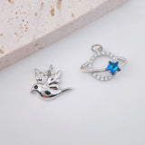 Saturn Planet Charm, Bird Charm, White Gold Plated, Necklace Making Charms, Jewelry Findings S900