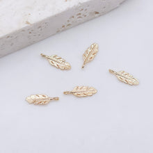 Load image into Gallery viewer, Danity Feather Pendant, 14K Gold Plated Earring Making Findings, Jewelry Findings GZ152