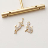 Dainty Cute Kitty Charm, CZ Pave Cat Pendant, 18K Gold Plated, Necklace Pendant Findings GZ410