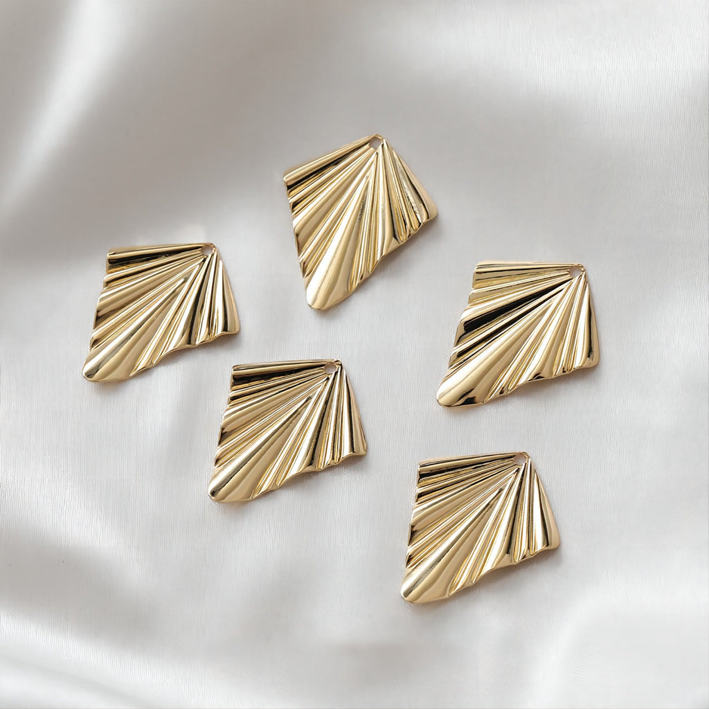 Rhombus Shaped Ruffled Textured Pendant, Charm, 14K Gold/Silver Plated, Jewelry Making Findings JH014