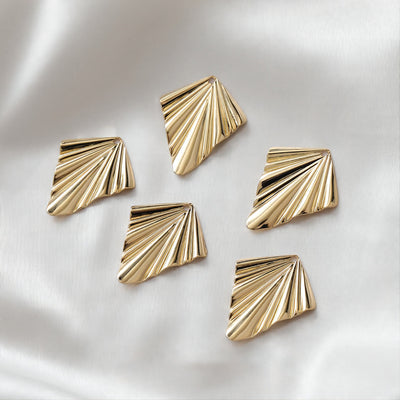 Rhombus Shaped Ruffled Textured Pendant, Charm, 14K Gold/Silver Plated, Jewelry Making Findings JH014